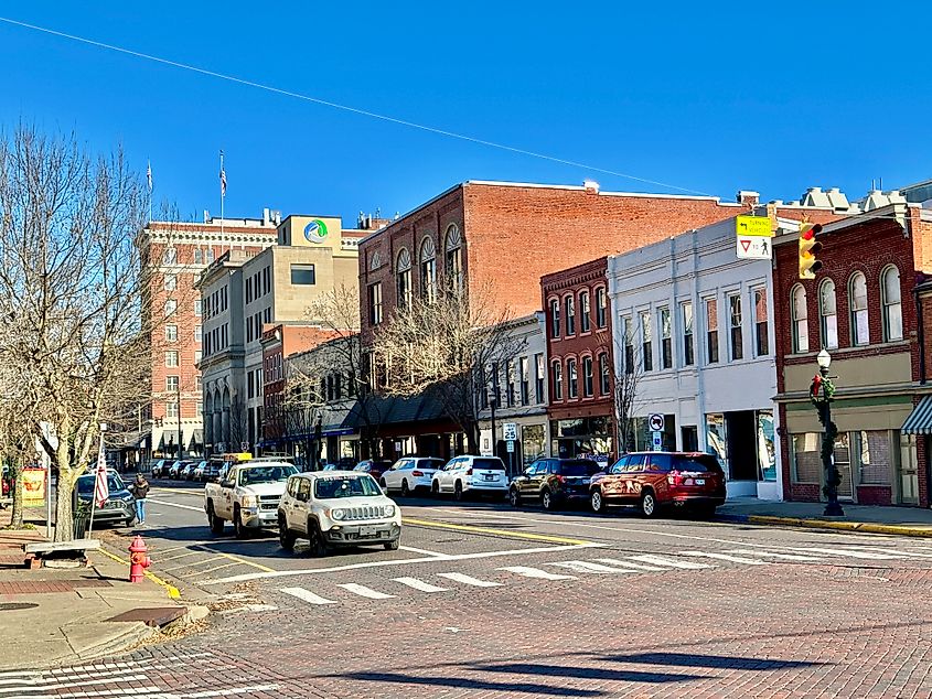 Downtown business district of the city of Marietta, Ohio