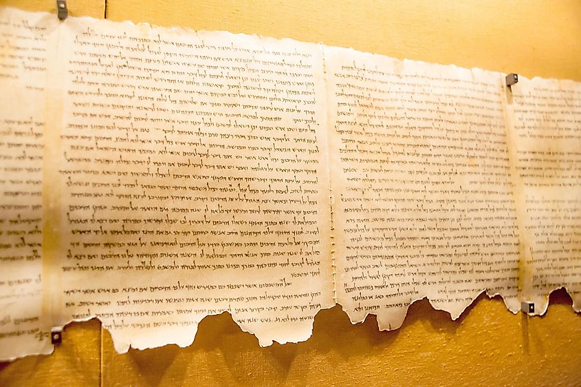 Dead Sea Scrolls on display at the caves of Qumran