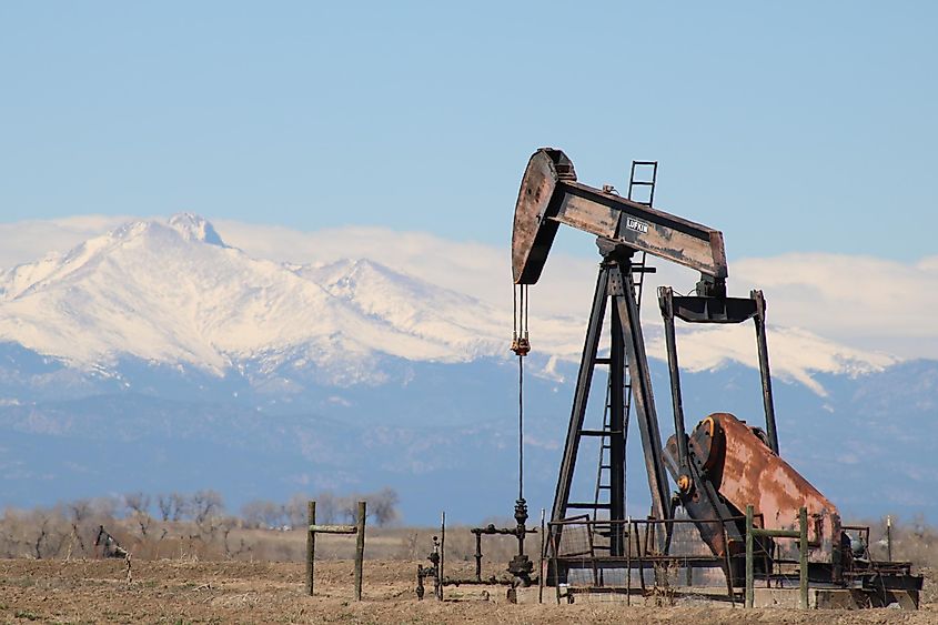 Oil well drilling on the Front Range of Colorado. 