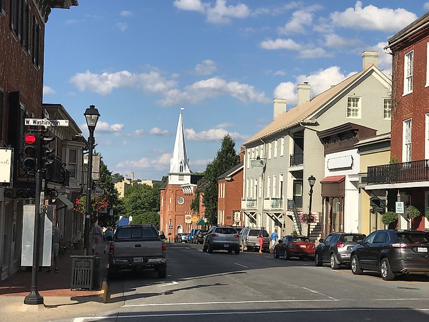 Washington Street in Lexington, Virginia. 