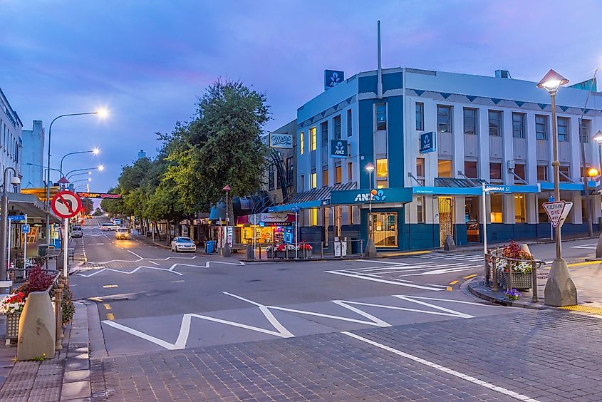 The beautiful downtown area of New Plymouth, New Zealand
