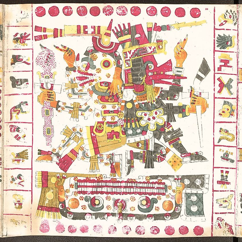 Aztec gods of life and death depicted on the painting. 