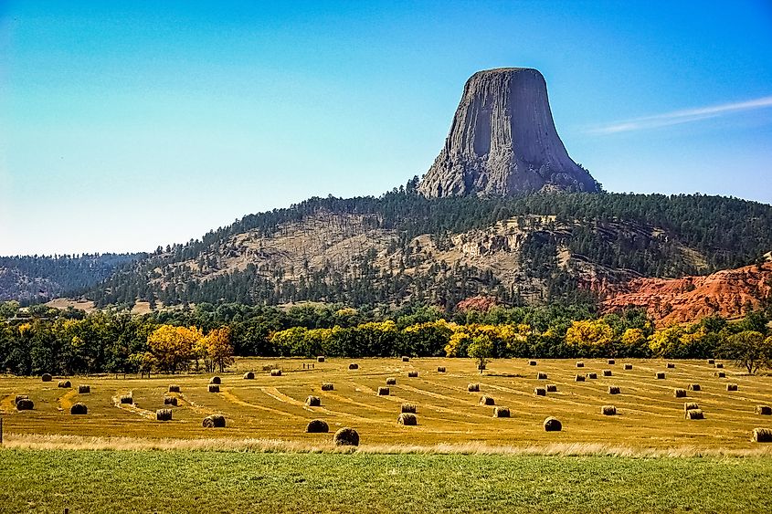 Devils Tower is a major attraction near Hulett, Wyoming.