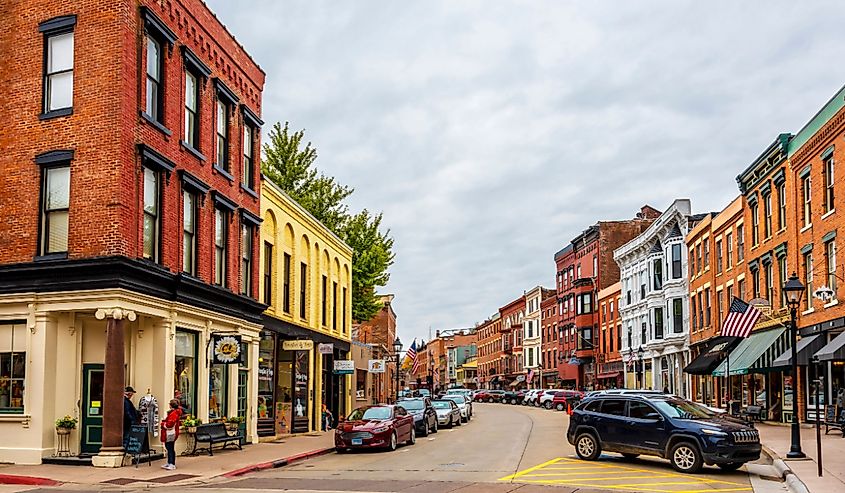 Historical Galena Town Main Street in Illinois