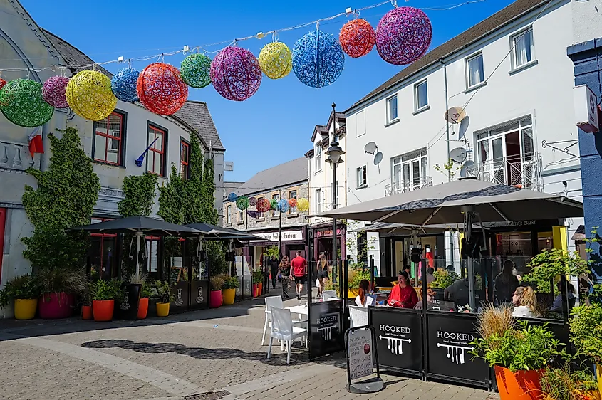People walking through the town of Sligo, Ireland