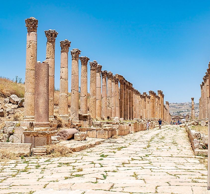 Roman Colonnaded Streets at Gerasa in Jordan.