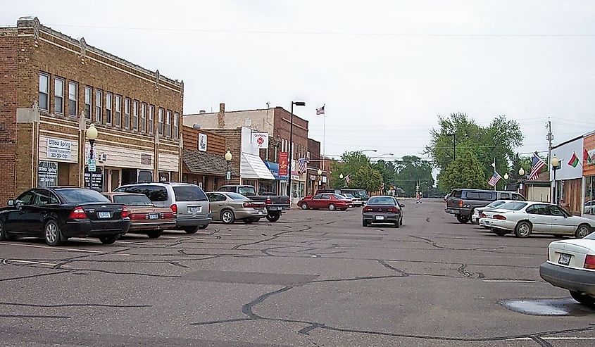 Main Street in Hinckley, Minnesota.