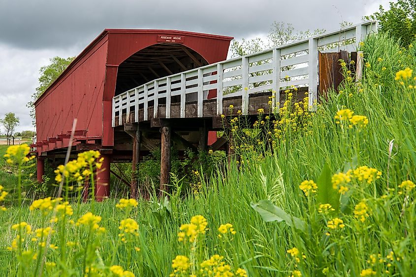 Roseman Covered Bridge in Winterset, Madison County, Iowa was built in 1883. It is also known as the “haunted” bridge.