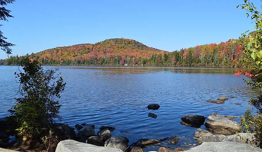 Foliage on Kettle Pond in Groton, Vermont.