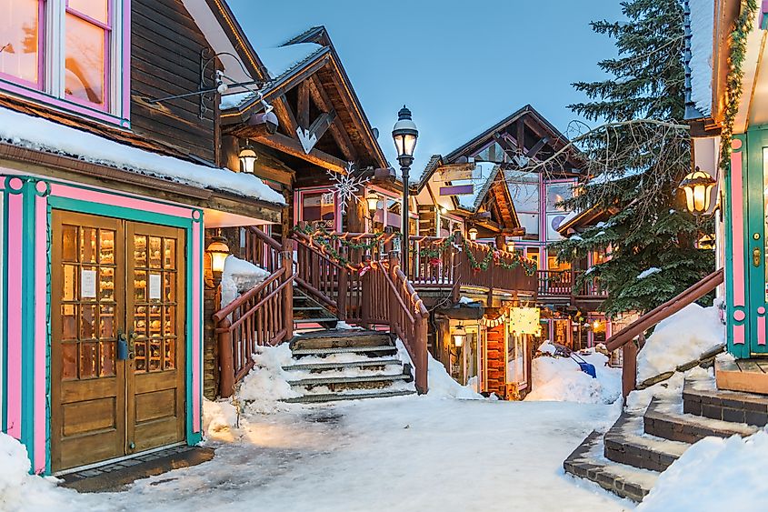 Downtown Breckenridge, Colorado, in winter.