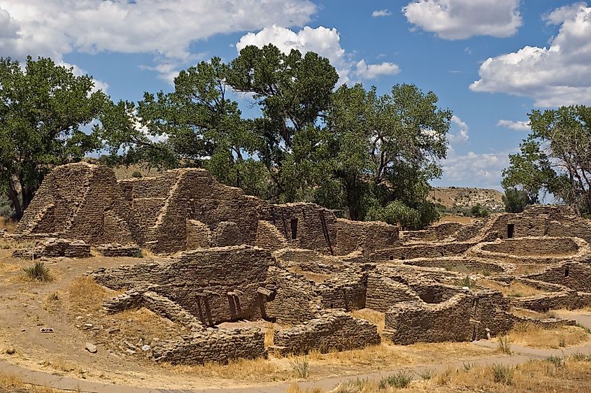 The ruins of an ancient Aztec Pueblan civilization in Aztec National Monument, Aztec, New Mexico