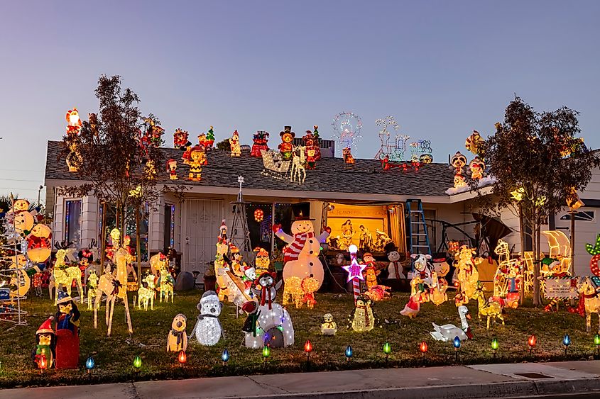 Beautiful Christmas decoration in front of a home in Boulder City, Nevada