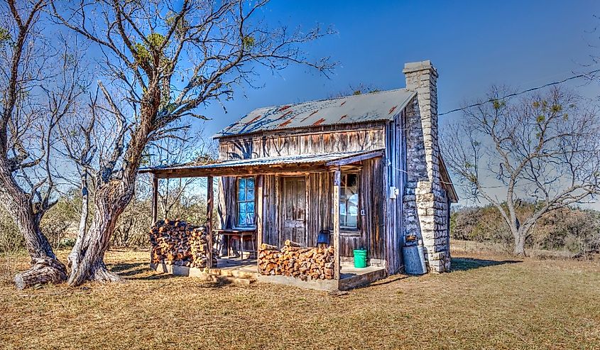 Old cabin near Marble Falls Texas painterly processed