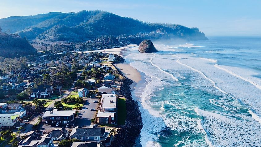 Aerial view of Neskowin Beach on the Oregon coast