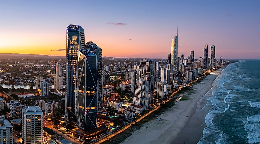 Sunset over the Gold Coast, QLD, Australia.