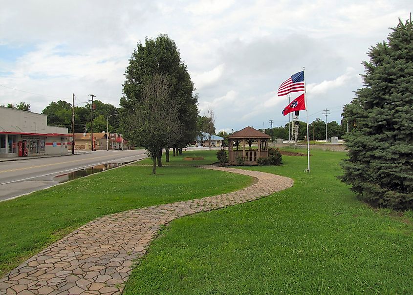 Park adjacent to the Spring City Depot in Spring City, Tennessee, United States.