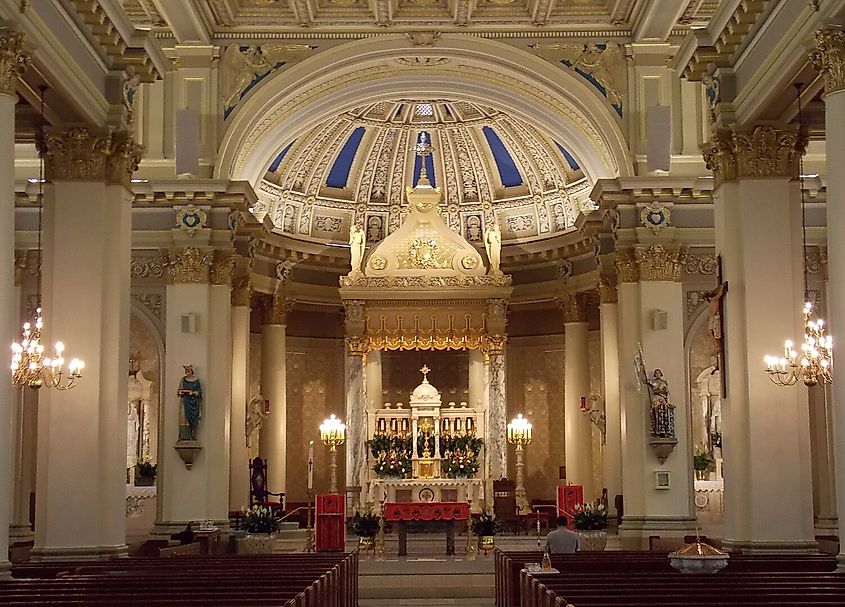 Interior of St. Joseph Co-Cathedral in Thibodaux, Louisiana.
