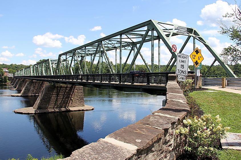 The Uhlerstown-Frenchtown Bridge over the Delaware River in Frenchtown, New Jersey