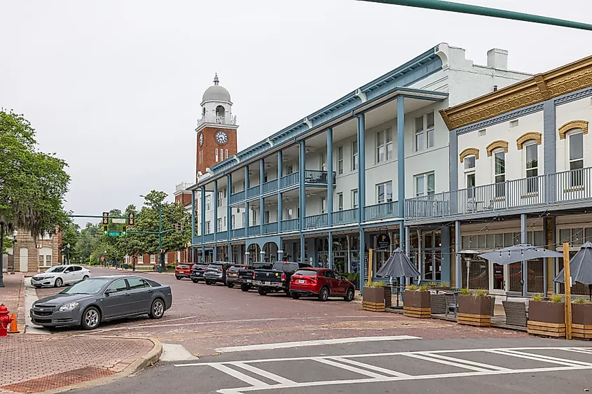 Historic buildings along Water Street in Bainbridge, Georgia.