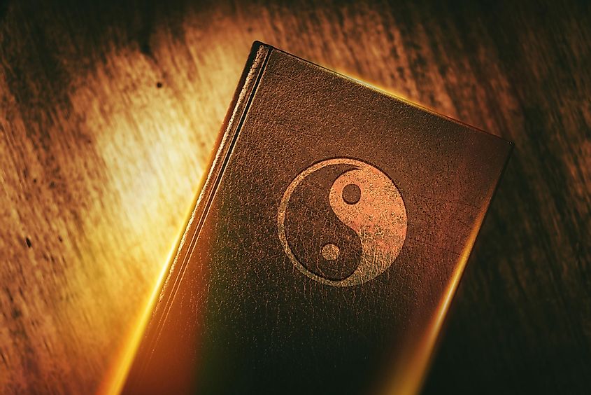Taoism Book of Harmony. Taoism Also Called Daoism is a Philosophical, Ethical or Religious Tradition of Chinese Origin. Taoism Symbol on the Book Cover.