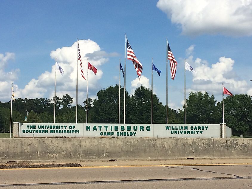 Flagpoles in Hattiesburg, Mississippi