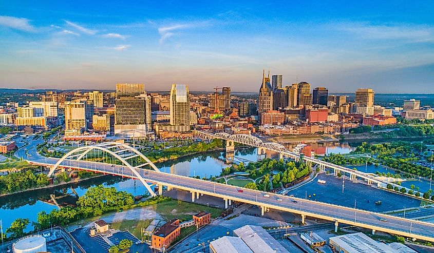 Aerial view of downtown Nashville, Tennessee