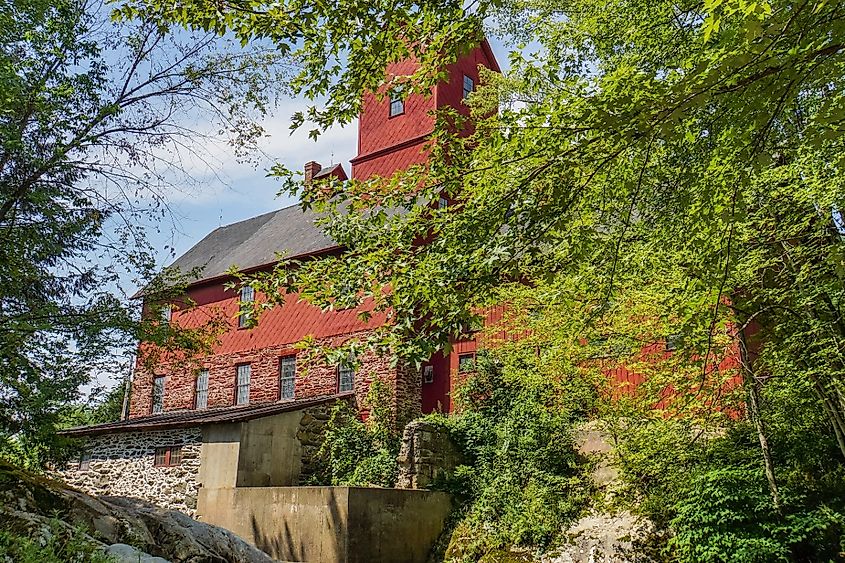 Old Red Mill by the creek in Jericho, Vermont.
