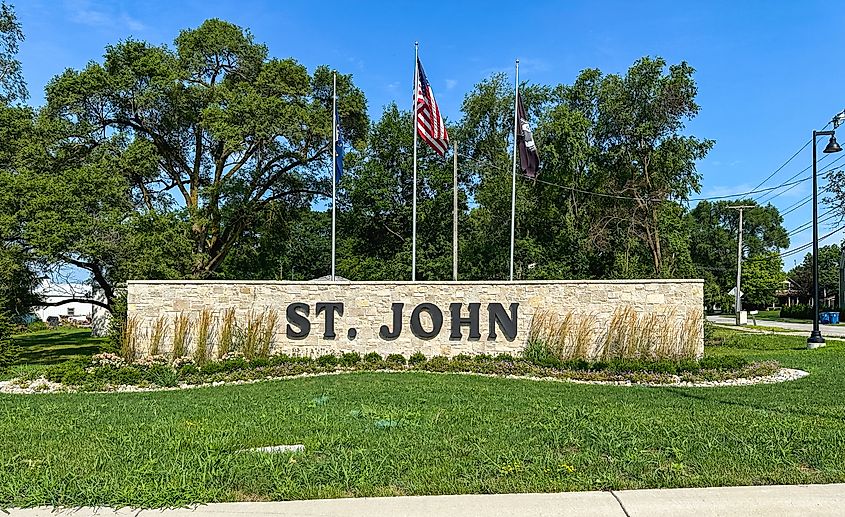 St John, Indiana, USA city sign