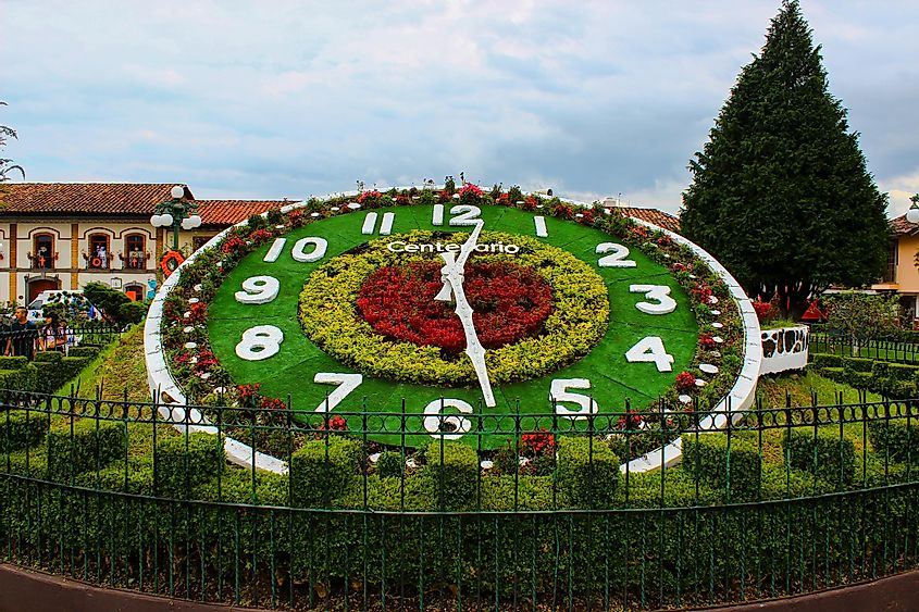 Floral Clock in the center of Zacatlan, Puebla