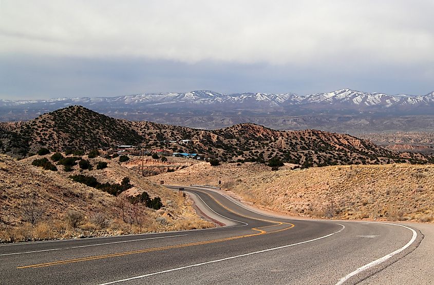 View of the High Road to Taos in New Mexico.