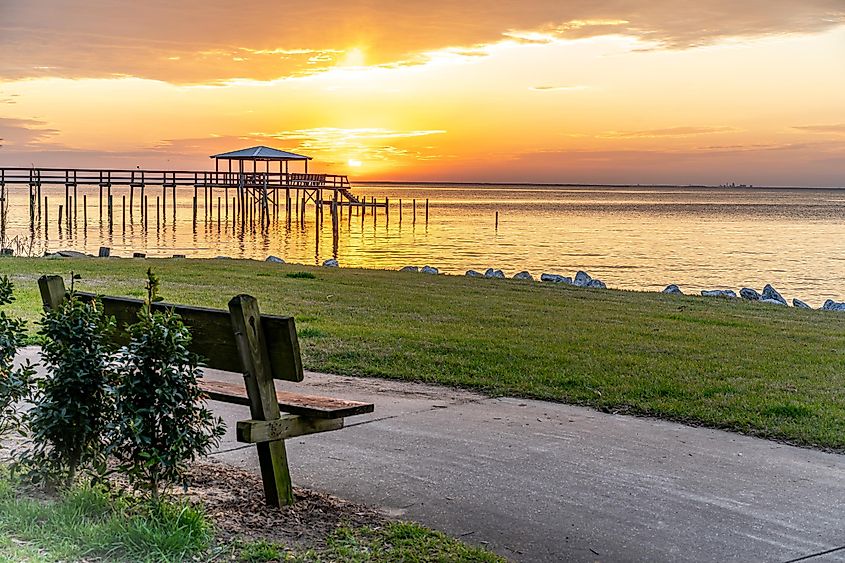 Sunset view in Fairhope, Alabama.