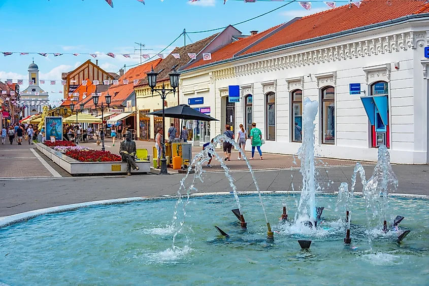 Main street in Croatian town Djakovo. 