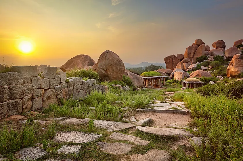 The ruins of an ancient Indian city in the Deccan Plateau region of India.