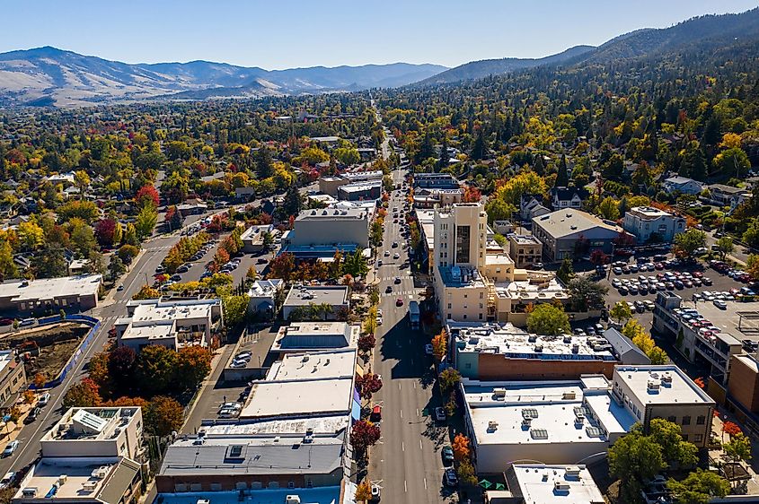 Aerial view of the streets of Ashland