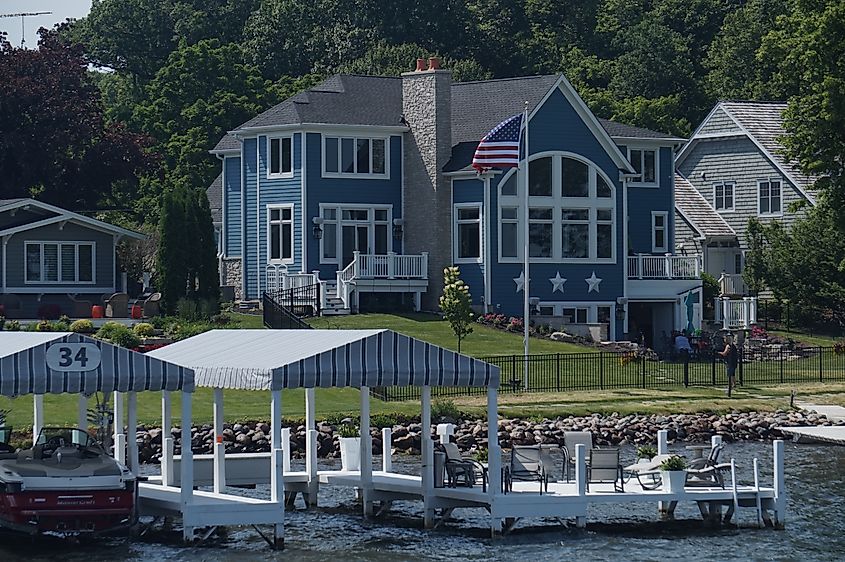 Lakefront homes along Lake Geneva in Wisconsin.