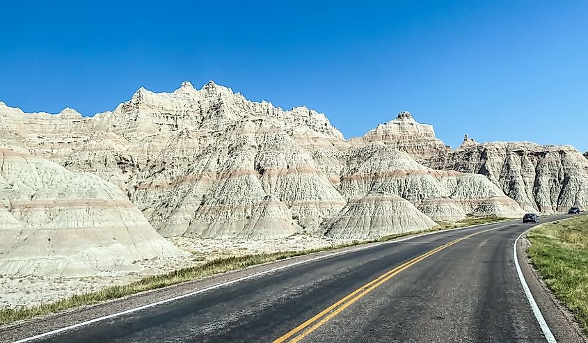 The Badlands Loop State Scenic Byway in Badlands National Park.