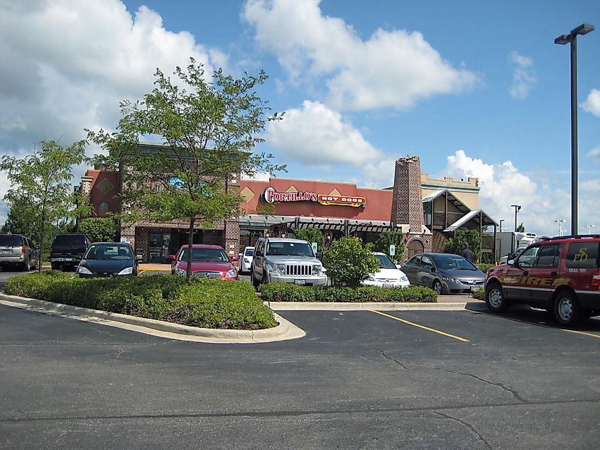 The exterior of Portillo's restaurant in Sycamore. 