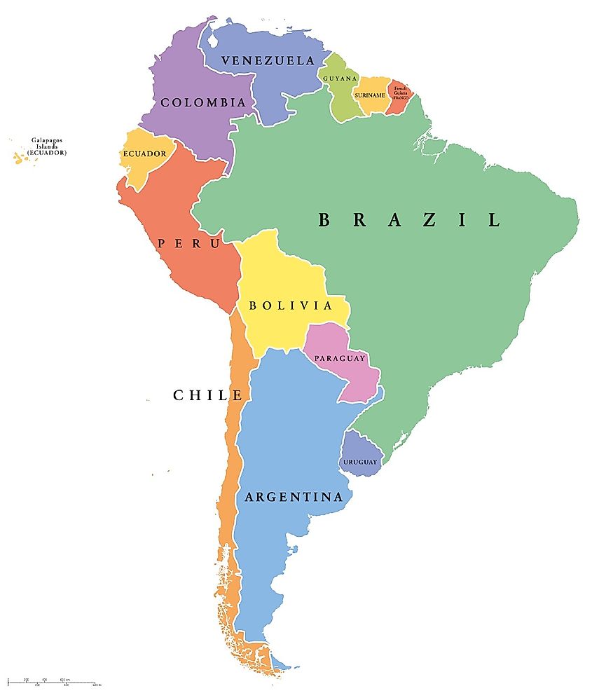 South America single states political map.