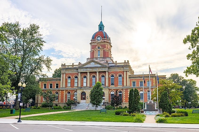 Goshen, Indiana, the Elkhart County Courthouse, via Roberto Galan / Shutterstock.com