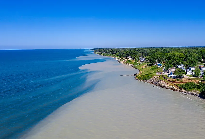 Lake Erie, Ohio, with high water levels.