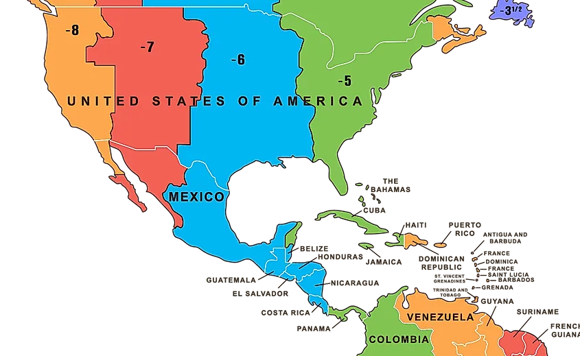 Central American time zones