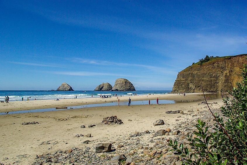 A gorgeous view of the beach at Rockaway Beach, Oregon.