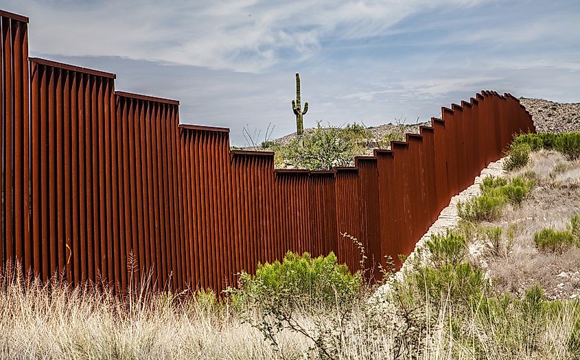 A section of the border wall between Mexico and the United States.