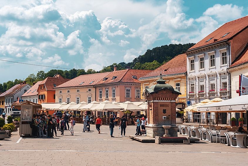 City center of Samobor, a small town near Zagreb, Croatia.