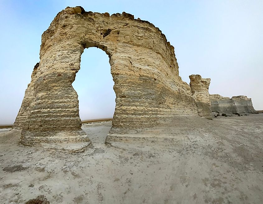 A natural rock arch in the Little Jerusalem Badlands State Park in Kansas.