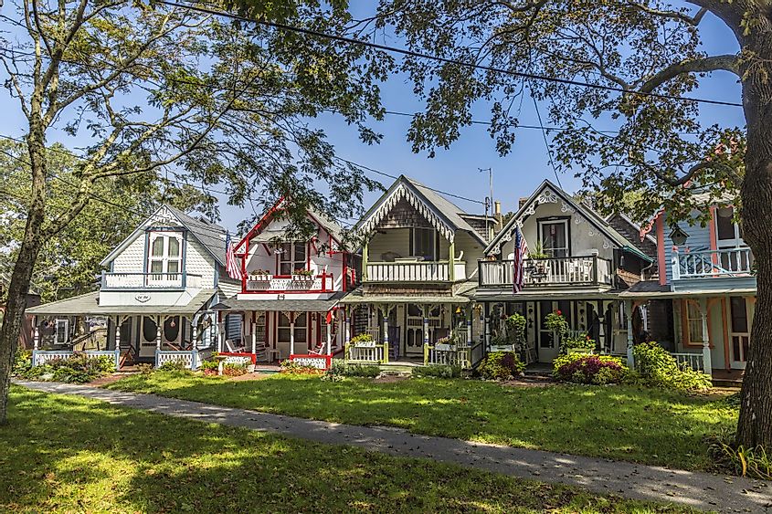 Iconic gingerbread cottages in Oak Bluffs, Massachusetts