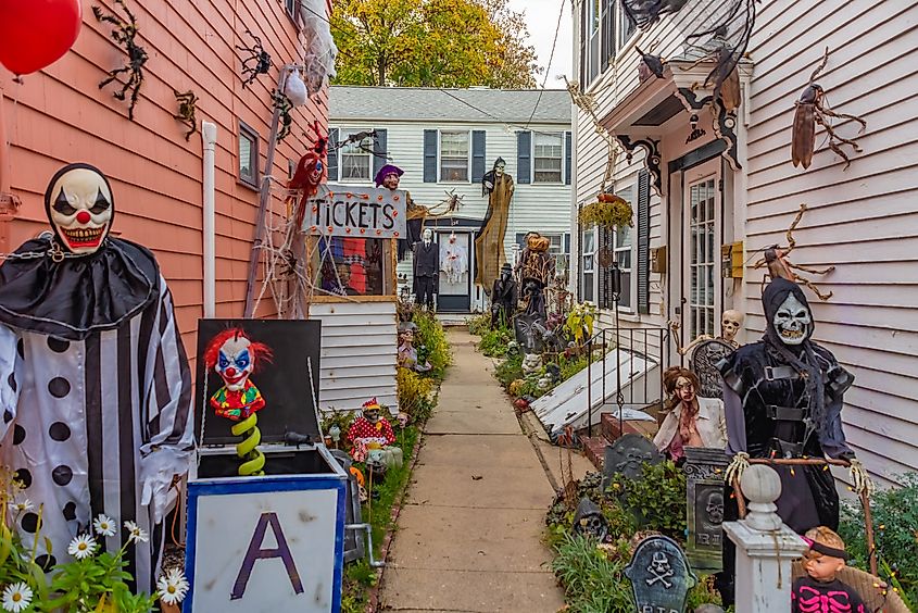 Scary Halloween house decorations in Salem, Massachusetts