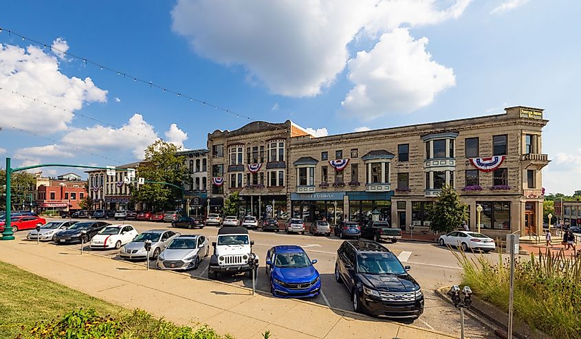 Bloomington, Indiana, the business district on Kirkwood Avenue