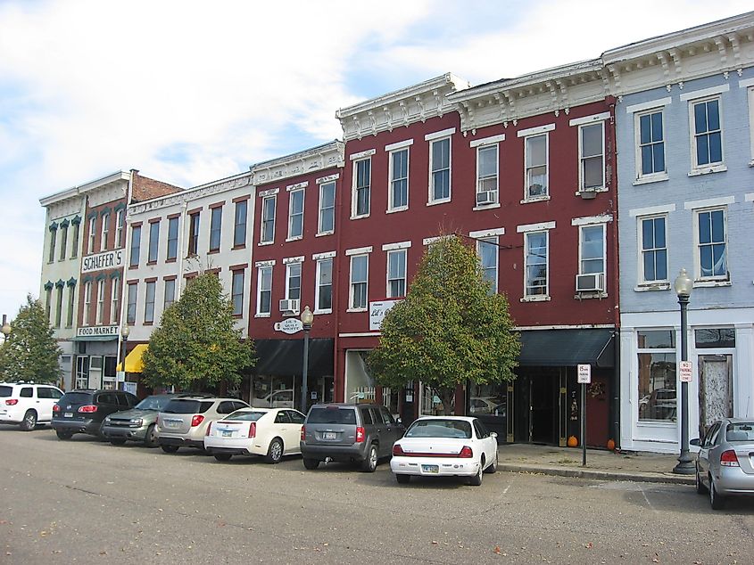 Market Street Plaza in the Boneyfiddle Commercial District in Portsmouth, Ohio.