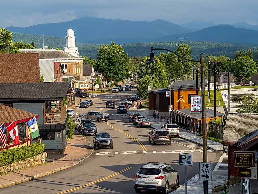 Main Street in downtown Lake Placid, New York.